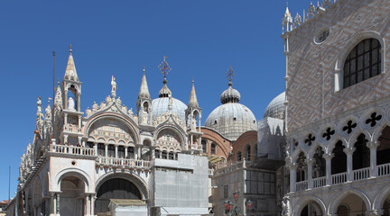 The Doge's Palace and the Cathedral of San Marco on a sunny day.VENICE,ITALY