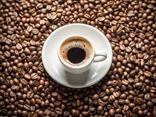 Fototapeta premium White & Energizing: Espresso's Morning Boost in a Cup