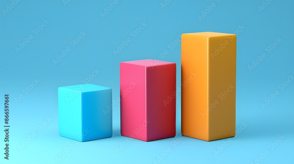 Aufkleber colorful bar graph image on blue background representing data visualization and analytics in busines