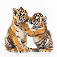 Obraz premium Two little tigers playing