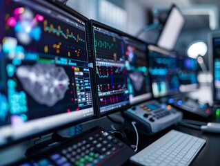 Ultrasound techniques side view for in vivo applications Futuristic tone Analogous Color Scheme