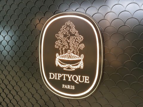 Shanghai,China-June 8th 2024: Diptyque company brand logo close up