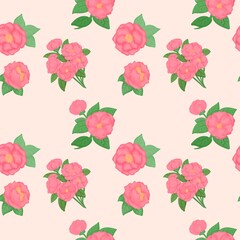 seamless pattern with camellia flower pink 