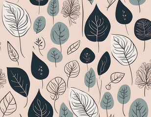 Soft Morandi color simple abstract color block leaves