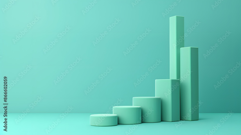 Poster minimalistic green bar graph representing data growth. ideal for business analytics and statistics c