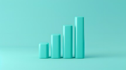 Minimalistic turquoise bar chart on a pastel background, representing growth, success, or progress in a modern and elegant style.