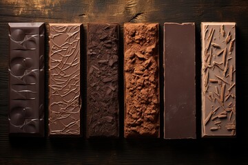 various chocolate bars and dark chocolate