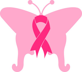Cancer awareness ribbon butterfly