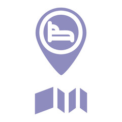 Hotel location icon with color style