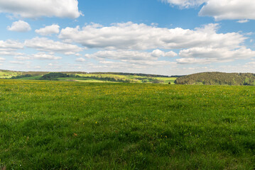 Rolling landscape of wetsernmost part of Krusne hory mountains on czech - saxonian borderland