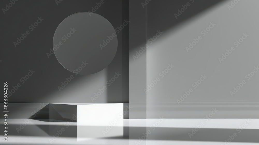 Poster minimalistic abstract geometric shapes in monochromatic light and shadow