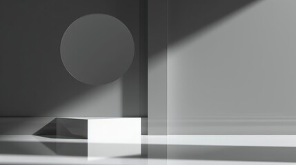 Minimalistic Abstract Geometric Shapes in Monochromatic Light and Shadow