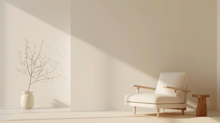 Minimalist Sunlit Living Room with Cozy Armchair and Simple Decor