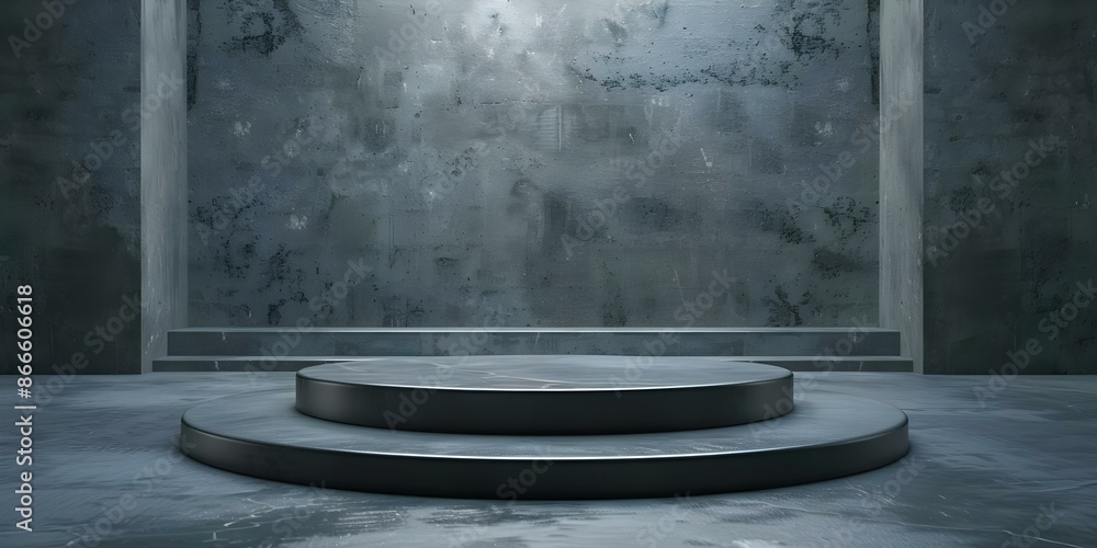 Poster studio podium with empty display platform for showcasing products in the background. concept studio 