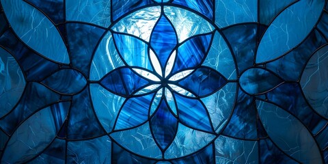 Dark Blue Stained Glass with White Light Background and Gradient Effect. Concept Stained Glass, Dark Blue, White Light, Gradient Effect