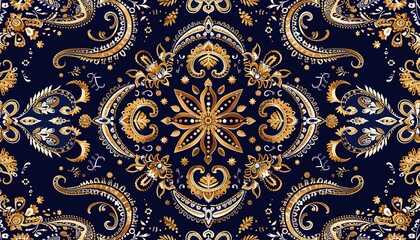 Seamless pattern based on ornament paisley traditional