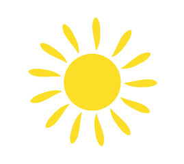 Sun icon isolated on white background. Sunshine, Sunset. Solar icon. Decorative circle full. Vector illustration