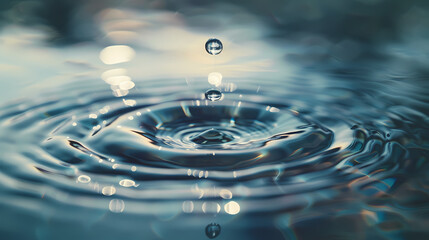 Water drops on water surface