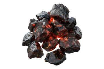 Hot glowing coals isolated on transparent background