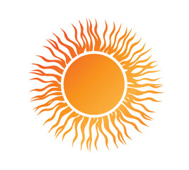 Sun icon isolated on white background. Sunshine, Sunset. Solar icon. Decorative circle full. Vector illustration