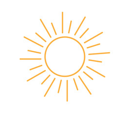 Sun icon isolated on white background. Sunshine, Sunset. Solar icon. Decorative circle full. Vector illustration