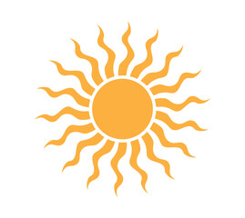 Sun icon isolated on white background. Sunshine, Sunset. Solar icon. Decorative circle full. Vector illustration