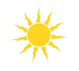 Sun icon isolated on white background. Sunshine, Sunset. Solar icon. Decorative circle full. Vector illustration