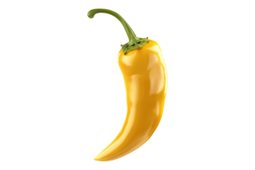 Hot yellow chili pepper isolated on transparent background