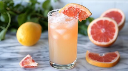 Refreshing Paloma Cocktail in a Glass with a Citrus Garnish