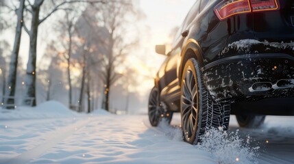 The Car in Winter Forest