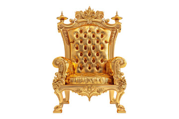 Luxuary golden throne isolated on transparent background