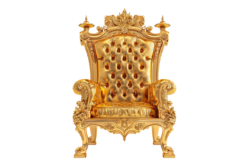 Luxuary golden throne isolated on transparent background