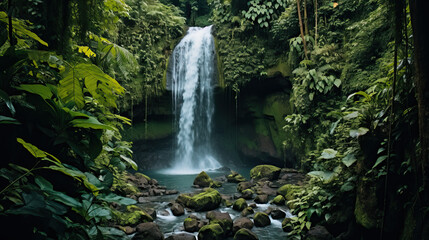 waterfall in the jungle created with Generative AI technology