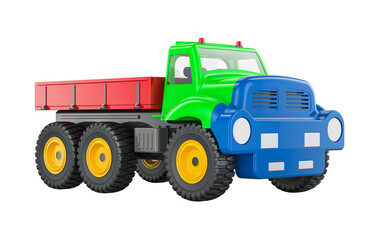 Cargo truck Toy with side board, 3D rendering isolated on transparent background