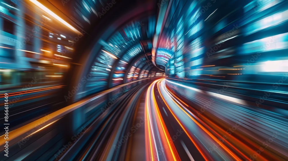 Poster motion blur from the pov of a web development concept with abstract high speed technology