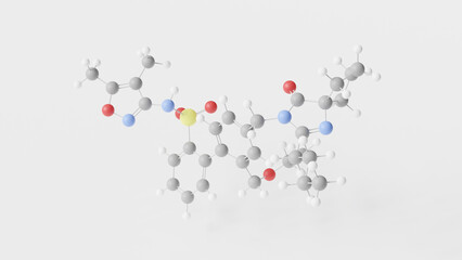 sparsentan molecule 3d, molecular structure, ball and stick model, structural chemical formula endothelin receptor antagonists