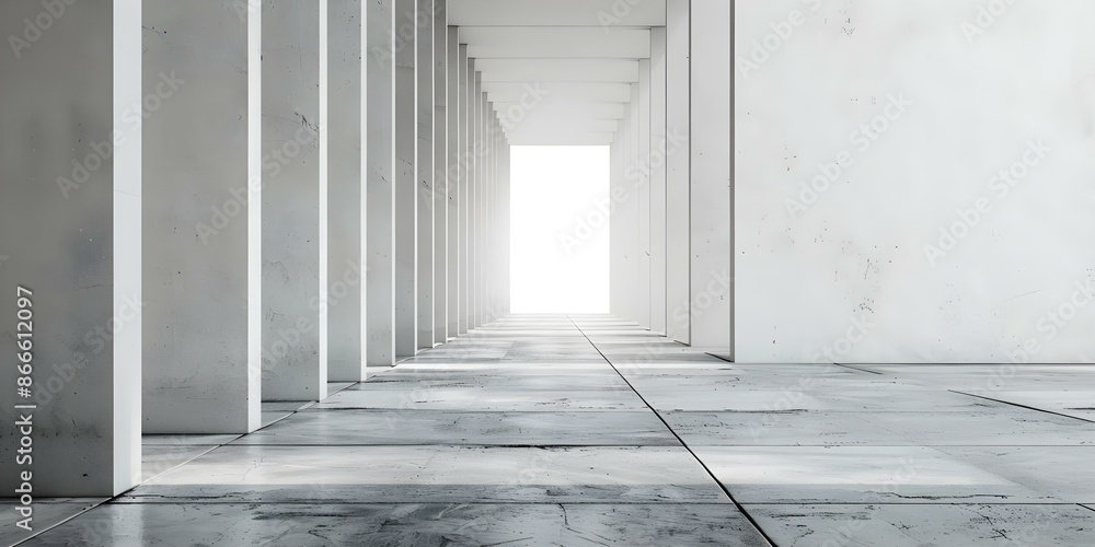 Poster creating a professional atmosphere with minimalist architecture clean lines and neutral colors. conc