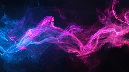 Black background with abstract blue and purple neon lines.