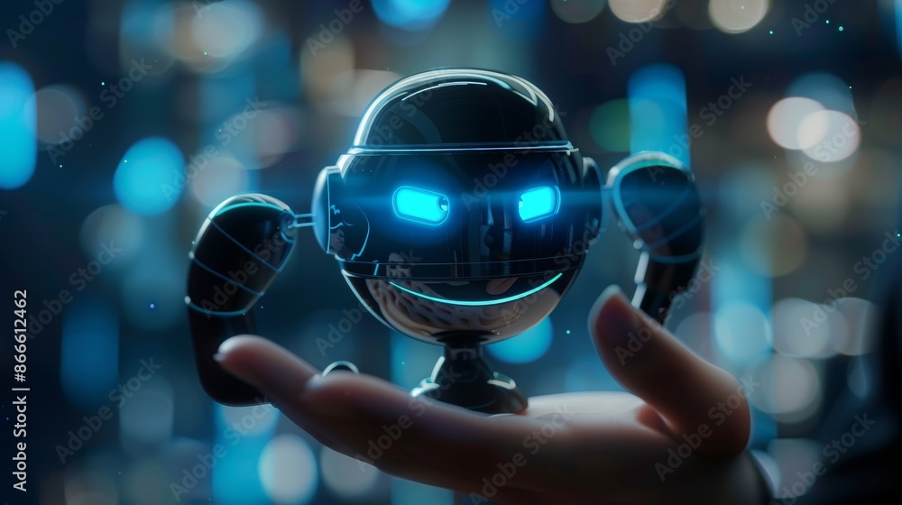 Poster ai stock technology online customer service with chatbots. futuristic technology with robots, openst