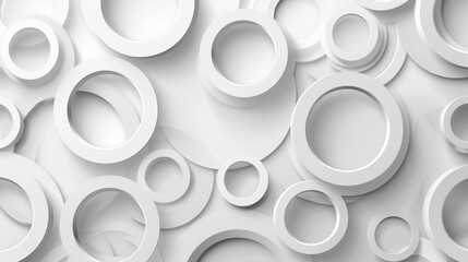 Material style white rings abstract pattern for web template backgrounds, brochure covers, or app backgrounds. Geometric 3D illustration.