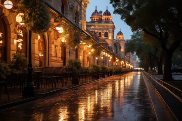 Fototapeta premium Perth, Australia, St. George's Terrace Street, known for its impressive architecture., generative IA