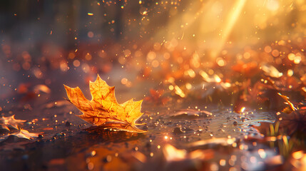 Close up of autumn leaves on the ground