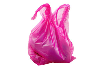 One pink plastic bag isolated on white background