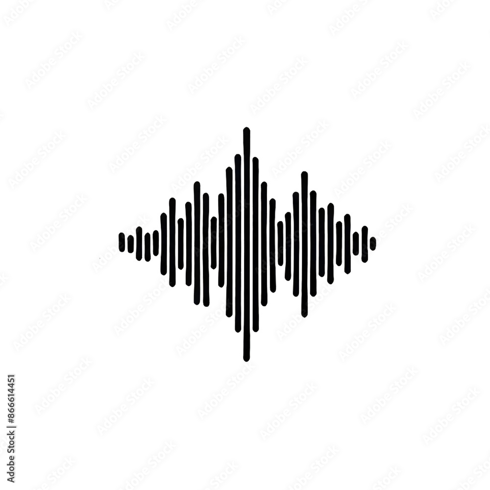 Poster a black sound wave pattern, depicted on a transparent background. the sound wave have a clean and si