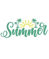 Summer typography clip art design on plain white transparent isolated background for sign, decal, card, shirt, hoodie, sweatshirt, apparel, tag, mug, icon, poster or badge