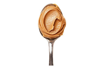 Peanut butter in a spoon isolated on transparent background