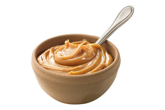 Peanut butter in a bowl isolated on transparent background