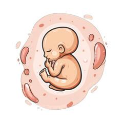 Obraz premium Illustration of a developing fetus in the womb, showing stages of human fetal development, suitable for medical and educational use.