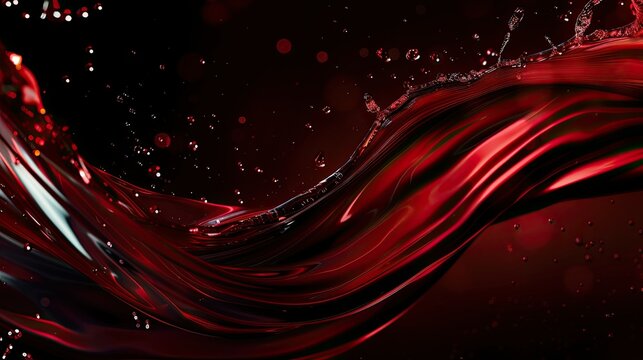 Elegant red wine pour with a focus on the graceful movement and vibrant colors