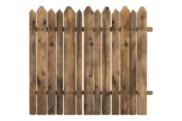 Realistic detailed 3D render of wooden fence isolated on transparent background